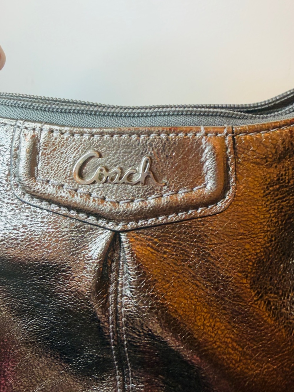 Coach Metallic Bronze Leather Crossbody Bag - Picture 4 of 9